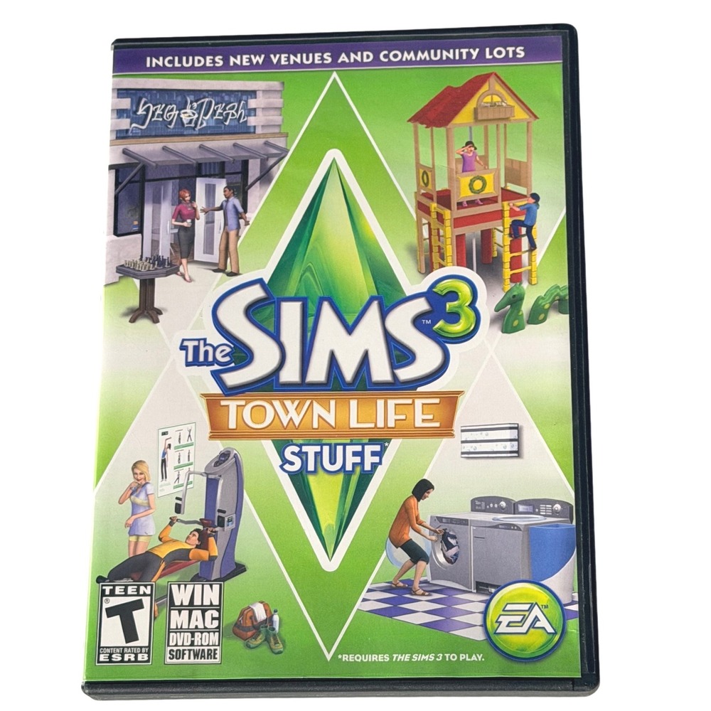 EA The Sims 3 Town Life Stuff PC Mac DVD Expansion Pack Simulation Game Y2K
